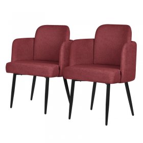 2er Set Esszimmerstühle mit Rücken- & Armlehne Rot mit Metallbeinen bis 120 kg ML-Design