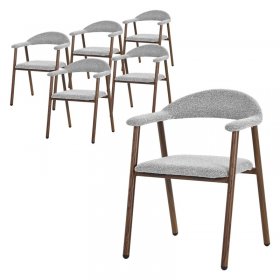 Esszimmerstühle 6er Set mit Armlehne, Rückenlehne & Webstruktur, Grau, Wohnzimmerstühle Küchenstühle Polsterstühle ML-Design