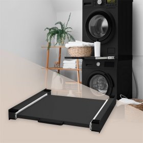 Zwischenbaurahmen für Waschmaschine Verbindungsrahmen mit ausziehbarer Ablage 60x60 cm in Schwarz ML-Design