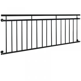 Französischer Balkon Schwarz 225x90 cm mit 16 Füllstäben aus pulverbeschichtem Stahl