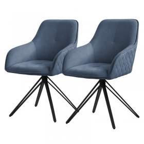 Esszimmerstuhl drehbar 2er Set Blau aus Textil Webstoff Küchenstuhl mit Rücken- und Armlehne ML-Design Esszimmerstuhl drehbar 2er Set Blau aus Textil Webstoff Küchenstuhl mit Rücken- und Armlehne ML-Design