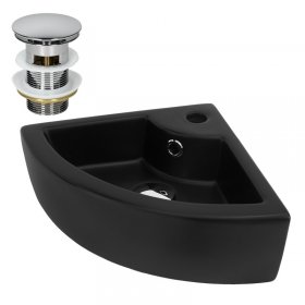 Waschbecken inkl. Ablaufgarnitur Silber mit Überlauf 46x33x13 cm Schwarz aus Keramik LuxeBath Waschbecken inkl. Ablaufgarnitur Silber mit Überlauf 46x33x13 cm Schwarz aus Keramik LuxeBath