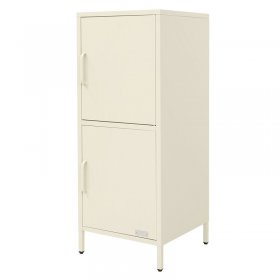 Aktenschrank 40x101,5x40 cm Creme Büroschrank mit 2 Türen aus Stahl ML-Design