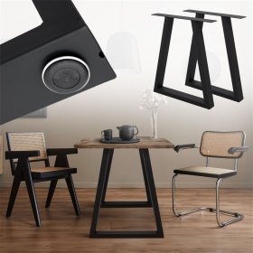 2x Tischbeine Trapez Design 60x72 cm Schwarz pulverbeschichtete Stahl Tischgestell für Esstisch Schreibtisch
