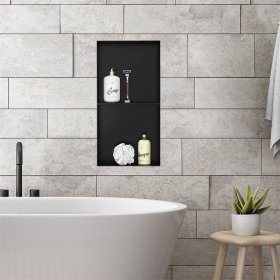 Duschnische 2 Ebenen 30x60 cm Schwarz aus Edelstahl Unterputz Rahmen Wandnische Duschablage LuxeBath Duschnische 2 Ebenen 30x60 cm Schwarz aus Edelstahl Unterputz Rahmen Wandnische Duschablage LuxeBath