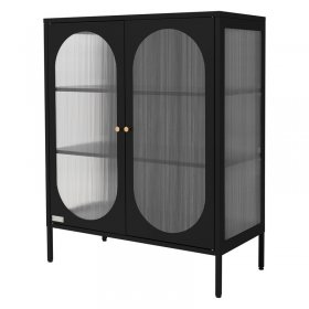 Vitrinenschrank doppeltürig 80x102,5x40 cm Vitrine mit 2 Einlegeböden Schwarz aus Stahl ML-Design Vitrinenschrank doppeltürig 80x102,5x40 cm Vitrine mit 2 Einlegeböden Schwarz aus Stahl ML-Design