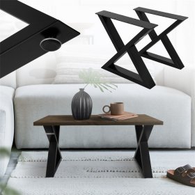2 Stück Tischbeine Bankkufen B43xH40 cm Tischkufen X-Form aus Stahl pulverbeschichtet Schwarz ML-Design