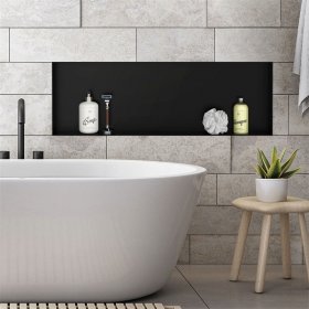 Duschnische 90x30 cm Schwarz aus Edelstahl Unterputz Rahmen Wandnische Duschablage LuxeBath