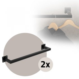 2er Set Kleiderstange Garderobe Wandmontage 12 x 60 cm Schwarz aus Stahl ML-Design 2er Set Kleiderstange Garderobe Wandmontage 12 x 60 cm Schwarz aus Stahl ML-Design