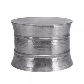 Couchtisch Ø 62x33 cm Silber aus Aluminium-Legierung in Hammerschlag-Technik WOMO-Design