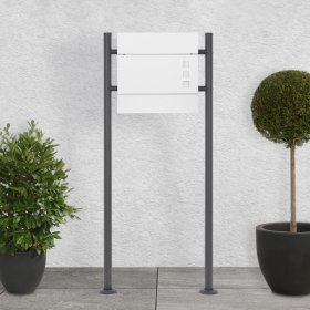 Standbriefkasten mit Zeitungsfach 37x10,5x36,5 cm Weiß aus Stahl Standbriefkasten mit Zeitungsfach 37x10,5x36,5 cm Weiß aus Stahl