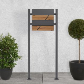 Standbriefkasten mit Zeitungsfach 37x36,5x11 cm Anthrazit/Holzoptik aus Stahl ML-Design, Modernes Horizontales Design, Standhöhe 120cm Anthrazit Doppelfuß Standbriefkasten mit Zeitungsfach 37x36,5x11 cm Anthrazit/Holzoptik aus Stahl ML-Design, Modernes Horizontales Design, Standhöhe 120cm Anthrazit Doppelfuß