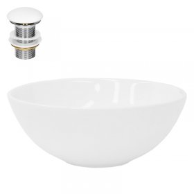 Waschbecken inkl. Ablaufgarnitur Weiß ohne Überlauf Ø 28x11,6 cm Weiß aus Keramik LuxeBath Waschbecken inkl. Ablaufgarnitur Weiß ohne Überlauf Ø 28x11,6 cm Weiß aus Keramik LuxeBath