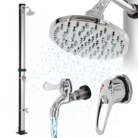 Solardusche 20L mit Fußdusche und Regenduschkopf 210 cm Silber/Schwarz ML-Design