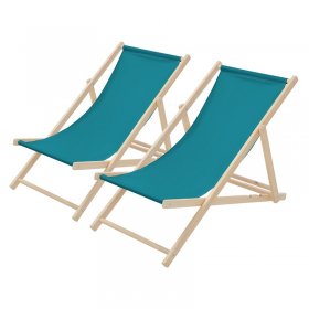 Gartenliege Holz 2er Set Beachstuhl klappbarer Strandstuhl Strandliege Campingliege Sonnenliege Petrol Klappliegestuhl Relaxliege