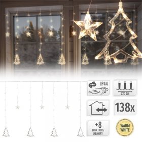Weihnachtslichterkette LED Lichtervorhang 2,2 m mit 138 LEDs Warmweiß IP44
