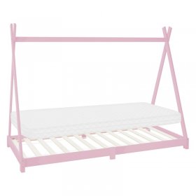 Kinderbett Tipi 90x200 cm Rosa aus Kiefernholz inkl. Matratze H-10cm Holzbett mit Lattenrost ML-Design Kinderbett Tipi 90x200 cm Rosa aus Kiefernholz inkl. Matratze H-10cm Holzbett mit Lattenrost ML-Design