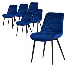 Esszimmerstuhl 6er Set Dunkelblau mit Samtbezug und Stahlbeinen Küchenstuhl mit Rückenlehne ML-Design Esszimmerstuhl 6er Set Dunkelblau mit Samtbezug und Stahlbeinen Küchenstuhl mit Rückenlehne ML-Design