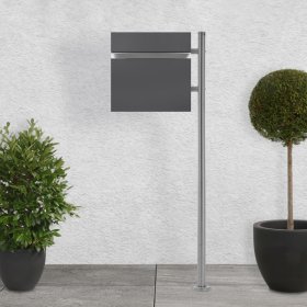 Standbriefkasten mit Zeitungsfach 37 cm Anthrazit inkl. Ständer 120 cm hoch Silber Briefkasten freistehend Standbriefkasten mit Zeitungsfach 37 cm Anthrazit inkl. Ständer 120 cm hoch Silber Briefkasten freistehend