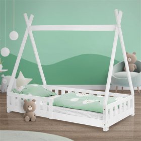 Kinderbett Tipi 80x160 cm Weiß aus Kiefernholz mit Rausfallschutz und Lattenrost Holzbett ML-Design Kinderbett Tipi 80x160 cm Weiß aus Kiefernholz mit Rausfallschutz und Lattenrost Holzbett ML-Design