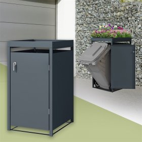Mülltonnenbox mit Pflanzdach 1er bis 240L 68x80x124 cm aus Stahl in Anthrazit ML-Design