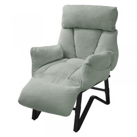 Loungesessel mit Armlehnen Grau/Grün Relaxsessel mit Leinenbezug ML-Design
