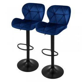 Barhocker 2er Set Blau Samtbezug mit Rückenlehne und Fußstütze höhenverstellbar 59-79cm ML-Design Barhocker 2er Set Blau Samtbezug mit Rückenlehne und Fußstütze höhenverstellbar 59-79cm ML-Design