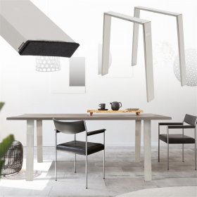 2er Set Tischbeine Loft 75x72 cm Silber Profil 8x2cm aus Edelstahl U-Form ML-Design