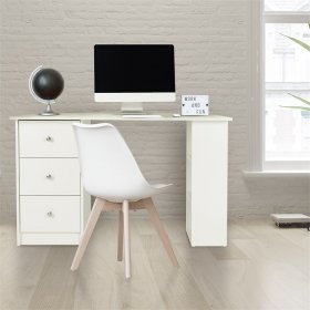 Schreibtisch mit drei Schubladen und Aufbewahrungsregale 120x49x72 cm Weiß ML-Design