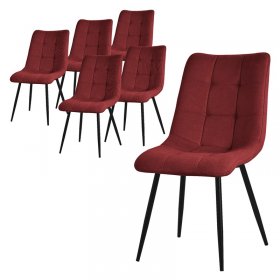 Esszimmerstühle 6er Set Rot Küchenstuhl mit Polyesterbezug und Stahlbeinen ML-Design Esszimmerstühle 6er Set Rot Küchenstuhl mit Polyesterbezug und Stahlbeinen ML-Design