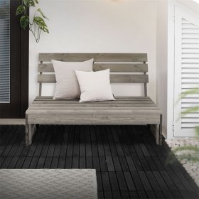 Gartenbank Holzbank Mittelsofa 3-Sitzer 116x76,5x80 cm Grau aus Tannenholz Massiv ML-Design