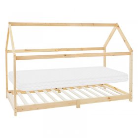 Kinderbett Hausbett 90x200 cm aus Kiefernholz inkl. Matratze H-10cm Holzbett mit Dach und Lattenrost ML-Design Kinderbett Hausbett 90x200 cm aus Kiefernholz inkl. Matratze H-10cm Holzbett mit Dach und Lattenrost ML-Design