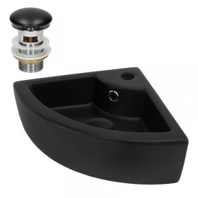 Waschbecken inkl. Ablaufgarnitur mit Überlauf 46x33x13 cm Schwarz aus Keramik LuxeBath Waschbecken inkl. Ablaufgarnitur mit Überlauf 46x33x13 cm Schwarz aus Keramik LuxeBath