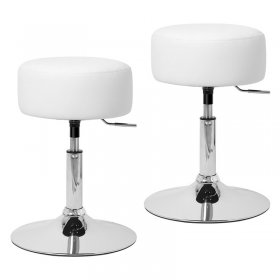 2er Set Sitzhocker Ø 33 cm Weiß aus verchromter Stahl ML-Design 2er Set Sitzhocker Ø 33 cm Weiß aus verchromter Stahl ML-Design