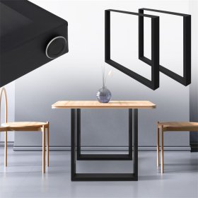 2x Tischbeine Tischkufen aus Vierkantprofilen 60x72 cm Schwarz pulverbeschichtete Stahl