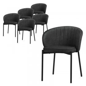 6er Set Esszimmerstühle mit Rücken- & Armlehne Anthrazit mit Metallbeinen bis 120 kg ML-Design