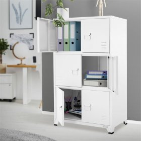 Büroschrank mit drei Ebenen Magnetverschluss 75x40x120 cm Weiß aus Stahl ML-Design