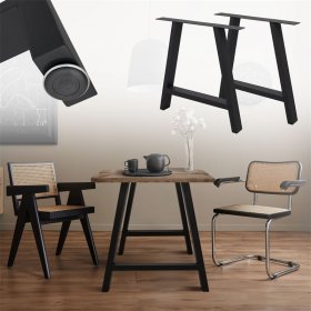 2x Tischkufen A-Form 70x72 cm Schwarz aus pulverbeschichtetem Stahl Tischgestell für Esstisch und Schreibtisch