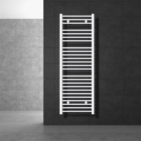 Elektrischer Badheizkörper mit Heizstab 1200W 500x1500 mm Weiß gebogen mit Seitenanschluss & Thermostat Digitalanzeige LuxeBath