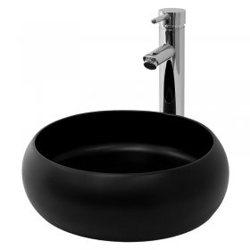 Waschbecken Rund ohne Überlauf Ø 35x12 cm Schwarz aus Keramik LuxeBath Waschbecken Rund ohne Überlauf Ø 35x12 cm Schwarz aus Keramik LuxeBath