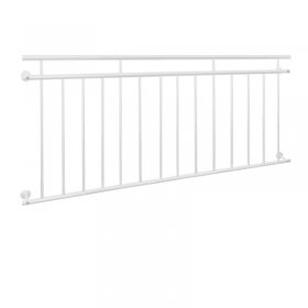 Französischer Balkon Weiß 90x184 cm mit 14 Füllstäben aus pulverbeschichtetem Stahl