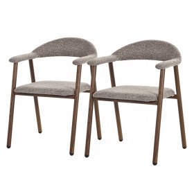 Esszimmerstühle 2er Set mit Armlehne, Rückenlehne & Webstruktur, Braun, Wohnzimmerstühle Küchenstühle Polsterstühle ML-Design
