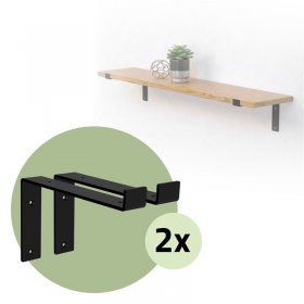 2er Set Wandkonsole Regalhalterung 2x 250 x 145 mm Schwarz aus Stahl ML-Design