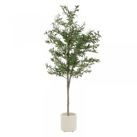 Künstlicher Olivenbaum 210 cm Kunstpflanze mit Naturholzstamm und Früchten ML-Design Künstlicher Olivenbaum 210 cm Kunstpflanze mit Naturholzstamm und Früchten ML-Design