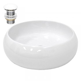 Waschbecken inkl. Ablaufgarnitur Weiß ohne Überlauf Ø 35x12 cm Weiß aus Keramik LuxeBath