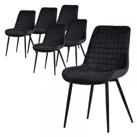 Esszimmerstuhl 6er Set Schwarz mit Samtbezug und Stahlbeinen Küchenstuhl mit Rückenlehne ML-Design Esszimmerstuhl 6er Set Schwarz mit Samtbezug und Stahlbeinen Küchenstuhl mit Rückenlehne ML-Design