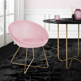Esszimmerstuhl mit runder Rückenlehne Rosa aus Samt mit goldenen Metallbeinen ML-Design
