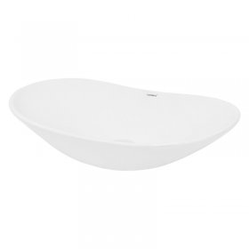 Waschbecken Oval ohne Überlauf 64x36,5x13 cm Weiß aus Keramik LuxeBath