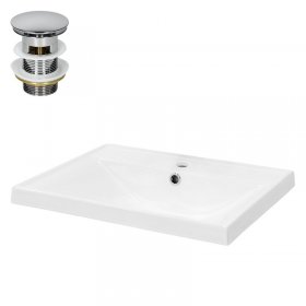 Waschbecken inkl. Ablaufgarnitur Silber mit Überlauf 51x41,5x15,5 cm Weiß aus Keramik LuxeBath Waschbecken inkl. Ablaufgarnitur Silber mit Überlauf 51x41,5x15,5 cm Weiß aus Keramik LuxeBath