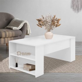 Couchtisch mit zwei Fächern 100x60x42 cm Weiß ML-Design